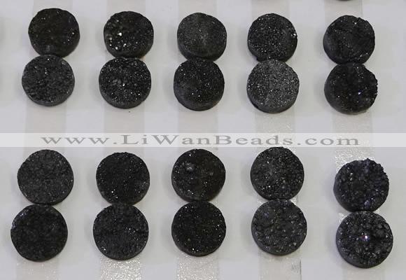 CGC116 14mm flat round druzy quartz cabochons wholesale