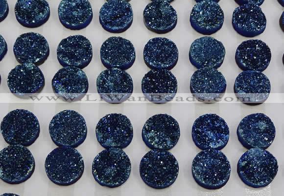 CGC126 16mm flat round druzy quartz cabochons wholesale