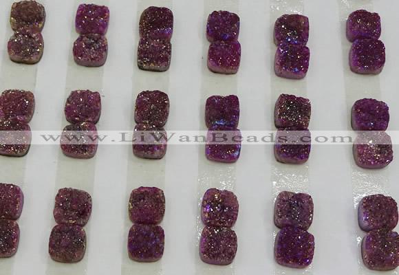 CGC214 10*10mm square druzy quartz cabochons wholesale