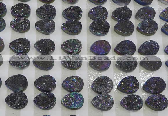 CGC245 12*16mm flat teardrop druzy quartz cabochons wholesale