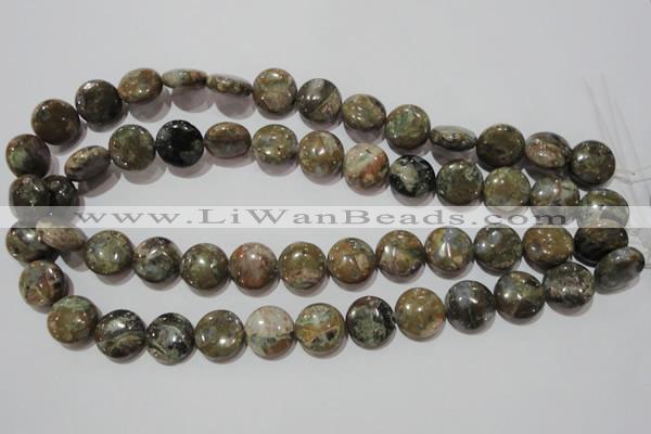 CGE125 15.5 inches 15mm flat round glaucophane gemstone beads