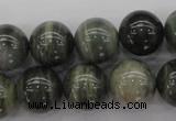 CGH06 15.5 inches 14mm round green hair stone beads wholesale