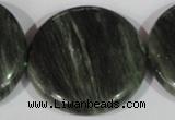 CGH25 15.5 inches 40mm flat round green hair stone beads