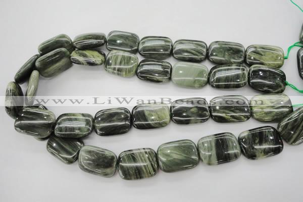 CGH26 15.5 inches 10*14mm rectangle green hair stone beads wholesale