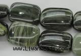 CGH28 15.5 inches 13*18mm rectangle green hair stone beads wholesale