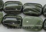 CGH29 15.5 inches 15*20mm rectangle green hair stone beads wholesale