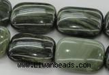 CGH30 15.5 inches 18*25mm rectangle green hair stone beads wholesale