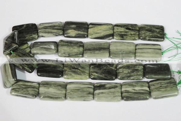 CGH31 15.5 inches 22*30mm rectangle green hair stone beads