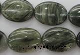 CGH47 15.5 inches 18*25mm oval green hair stone beads wholesale