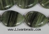 CGH57 15.5 inches 22*30mm flat teardrop green hair stone beads