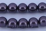 CGL136 5PCS 16 inches 12mm round dyed glass pearl beads wholesale