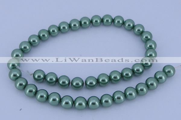 CGL225 5PCS 16 inches 10mm round dyed glass pearl beads wholesale