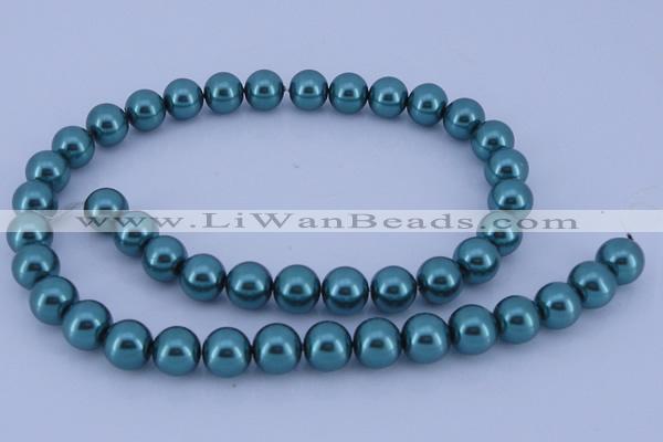 CGL246 5PCS 16 inches 12mm round dyed glass pearl beads wholesale