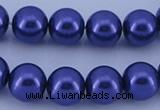 CGL268 5PCS 16 inches 16mm round dyed glass pearl beads wholesale