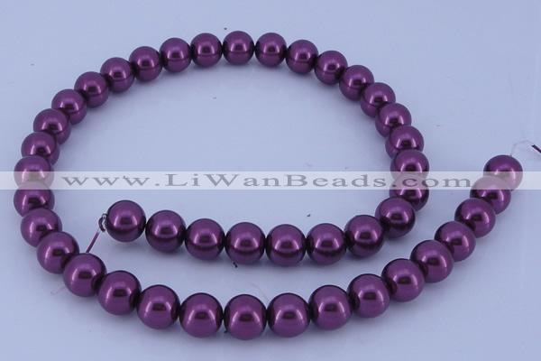 CGL338 5PCS 16 inches 16mm round dyed glass pearl beads wholesale