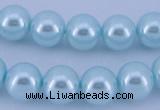 CGL342 10PCS 16 inches 4mm round dyed glass pearl beads wholesale