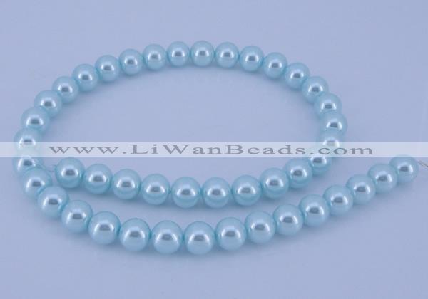 CGL344 10PCS 16 inches 8mm round dyed glass pearl beads wholesale