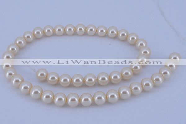 CGL35 5PCS 16 inches 10mm round dyed glass pearl beads wholesale