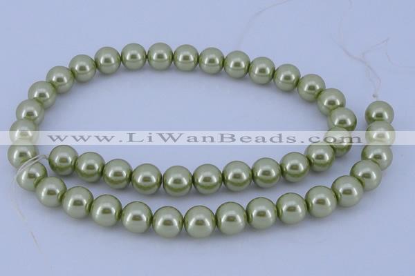 CGL366 5PCS 16 inches 12mm round dyed glass pearl beads wholesale