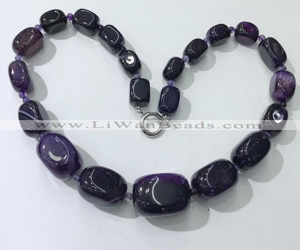 CGN103 20 inches 10*15mm - 20*30mm nuggets agate gemstone necklaces