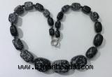 CGN132 22 inches 10*14mm - 20*30mm nuggets snowflake obsidian necklaces