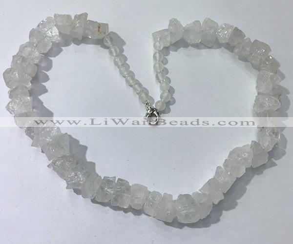 CGN155 18.5 inches 12*16mm - 13*18mm nuggets white crystal necklaces