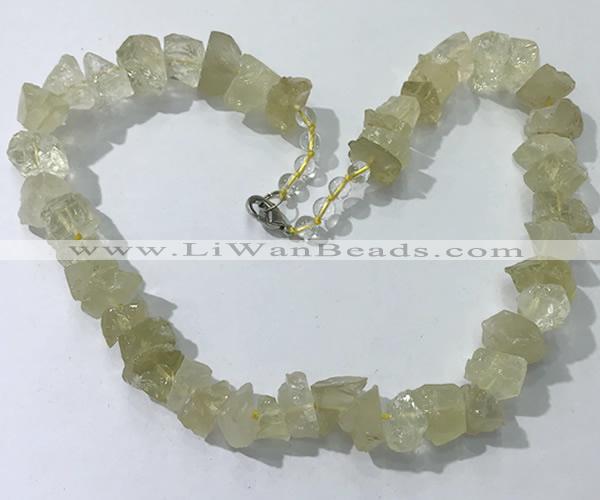 CGN158 18.5 inches 12*16mm - 13*18mm nuggets lemon quartz necklaces