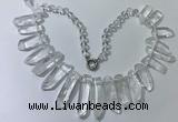 CGN185 23 inches 8*20mm - 11*60mm white crystal stick necklaces