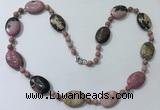 CGN202 22 inches 6mm round & 18*25mm oval rhodonite necklaces