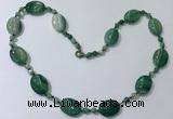 CGN221 22 inches 6mm round & 18*25mm oval agate necklaces