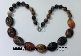 CGN252 20.5 inches 8mm round & 18*25mm oval agate necklaces