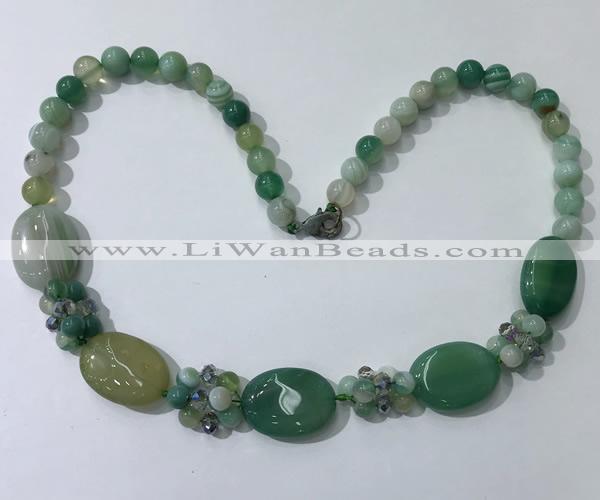 CGN277 18.5 inches 8mm round & 18*25mm oval agate beaded necklaces