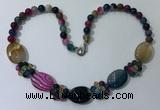 CGN279 18.5 inches 8mm round & 18*25mm oval agate beaded necklaces