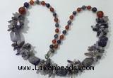 CGN310 27.5 inches chinese crystal & mixed gemstone beaded necklaces