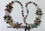 CGN318 27.5 inches chinese crystal & mixed gemstone beaded necklaces