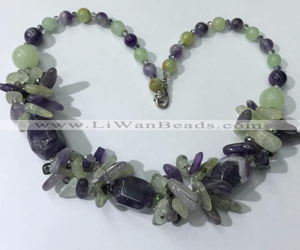 CGN330 20.5 inches chinese crystal & mixed gemstone beaded necklaces