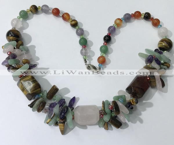 CGN332 20.5 inches chinese crystal & mixed gemstone beaded necklaces