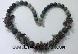 CGN357 19.5 inches chinese crystal & Indian agate beaded necklaces