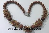 CGN359 19.5 inches chinese crystal & goldstone beaded necklaces