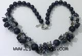 CGN360 19.5 inches chinese crystal & blue goldstone beaded necklaces