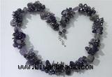 CGN403 19.5 inches chinese crystal & amethyst chips beaded necklaces