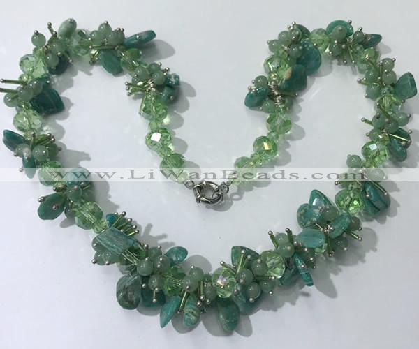 CGN414 19.5 inches chinese crystal & amazonite chips beaded necklaces