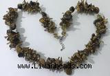 CGN416 19.5 inches chinese crystal & yellow tiger eye chips beaded necklace