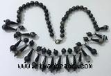 CGN497 21 inches chinese crystal & striped agate beaded necklaces