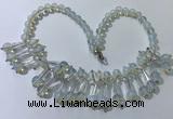 CGN500 21 inches chinese crystal & opal beaded necklaces