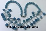 CGN502 21 inches chinese crystal & blue sponge quartz beaded necklaces