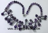 CGN503 21 inches chinese crystal & amethyst beaded necklaces