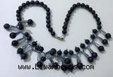 CGN504 21 inches chinese crystal & blue goldstone beaded necklaces