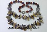 CGN519 23.5 inches chinese crystal & mixed gemstone beaded necklaces