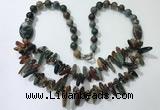 CGN522 23.5 inches chinese crystal & Indian agate beaded necklaces